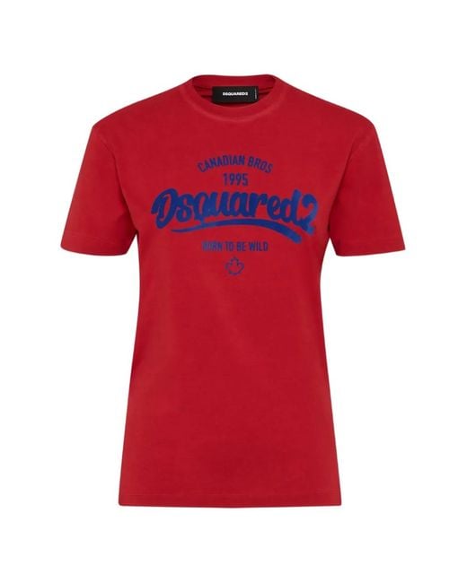 DSquared² Red Just Right Fit Born To Be Wild T-Shirt