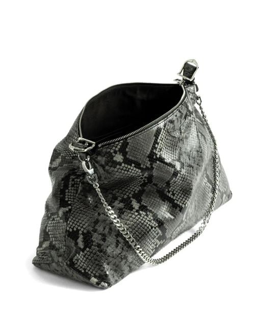 Zadig & Voltaire Black Jim Wild Python-Effect Shoulder Bag