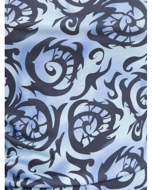 Résumé Blue Square Neck Printed Top