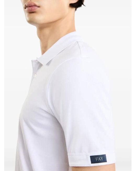 Fay White Cotton Polo Shirt for men