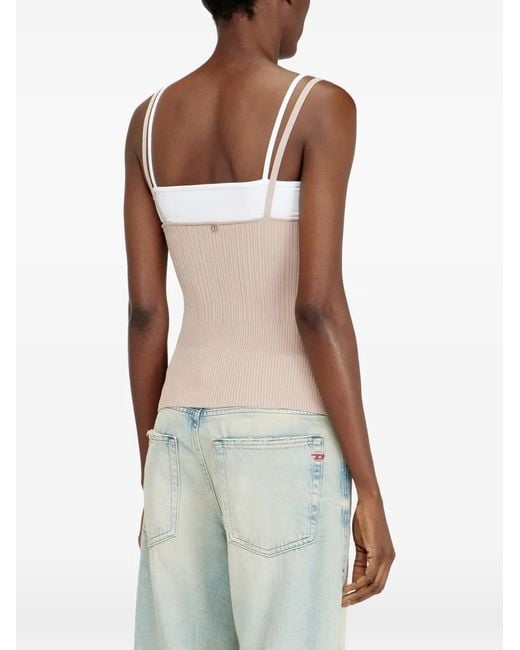 DIESEL Natural Neutrals Ribbed Square Neck Top