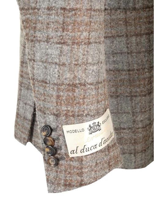 Al Duca D'aosta Gray Single-Breasted Tartan Blazer for men