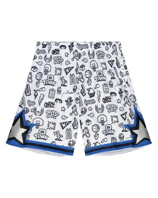Mitchell & Ness Blue "orlando Magic 1994" Doodle Basketball Shorts for men