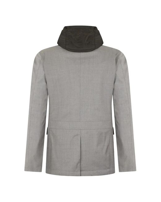 Moorer Gray Hooded Button Jacket for men