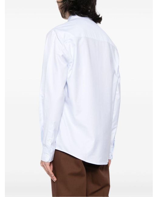 Maison Kitsuné White Logo-appliqué Cotton Shirt for men