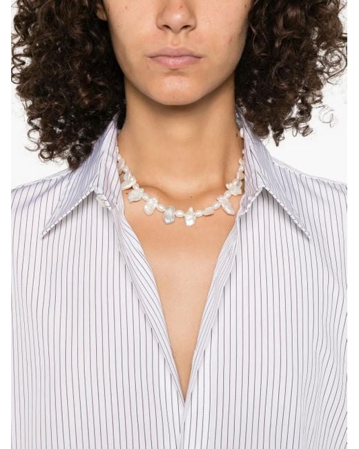 Camicia A Righe di Plan C in White