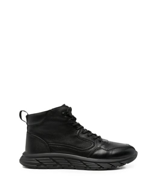 SERGIO MORETTI FIRENZE Black Lace-Up Leather Boots for men
