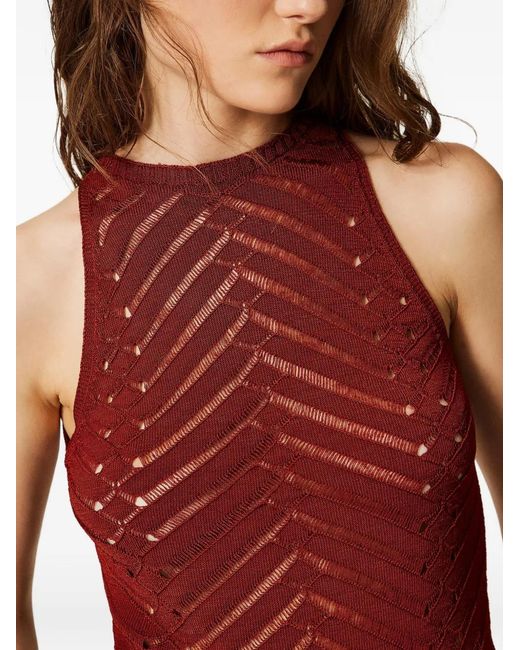 Twinset Red Chevron Knit Top