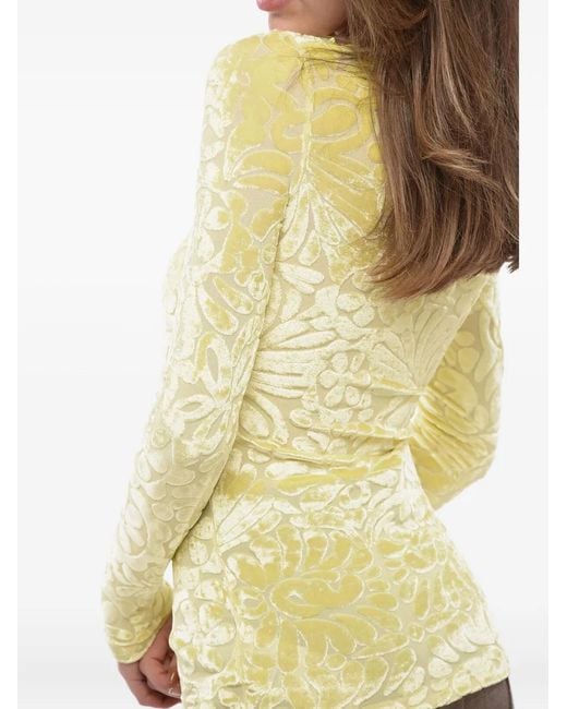 Jil Sander Yellow Flocked Floral Top