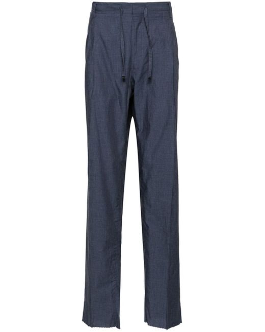 Drawstring-waist chambray chino trousers di Corneliani in Blue da Uomo