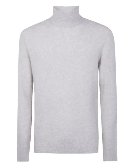 Nuur White High-Neck Long-Sleeved Sweater for men