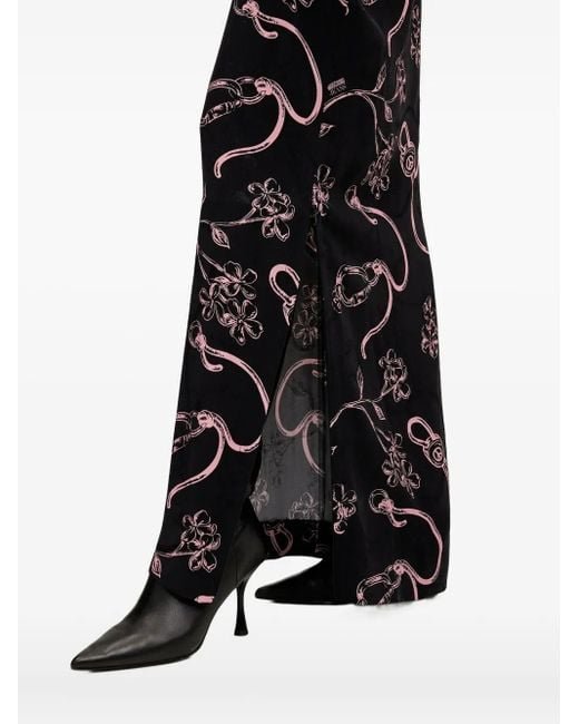 Moschino Black Floral-Print Maxi Day Dress