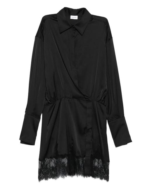 ANDAMANE レーストリム サテンドレス Black
