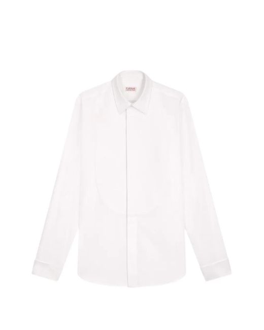 Fursac White Honeycomb-Textured Bib-Panel Slim-Fit Shirt for men