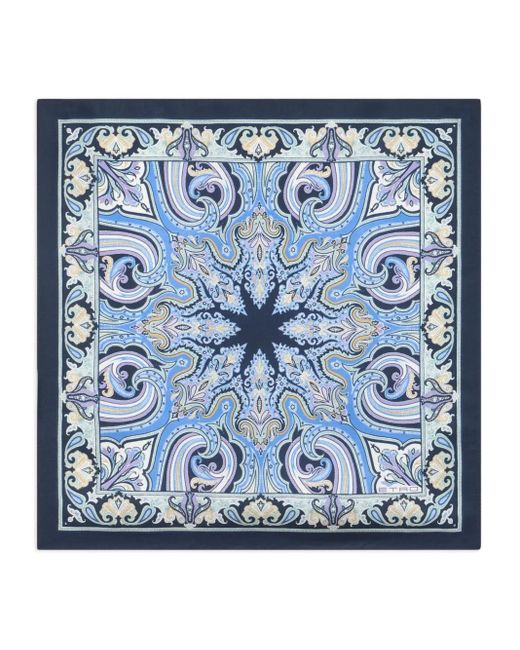 メンズ Etro シルク ポケットチーフ Blue