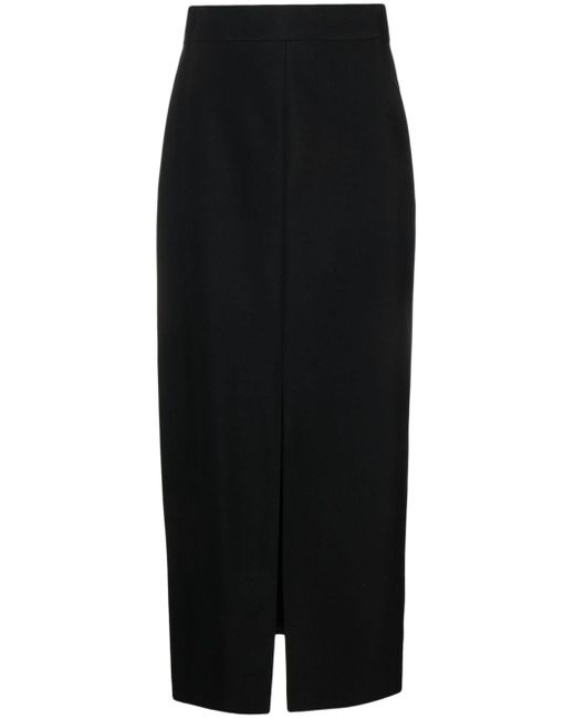 Alexander McQueen Black Tailored Wool Midi Skirt