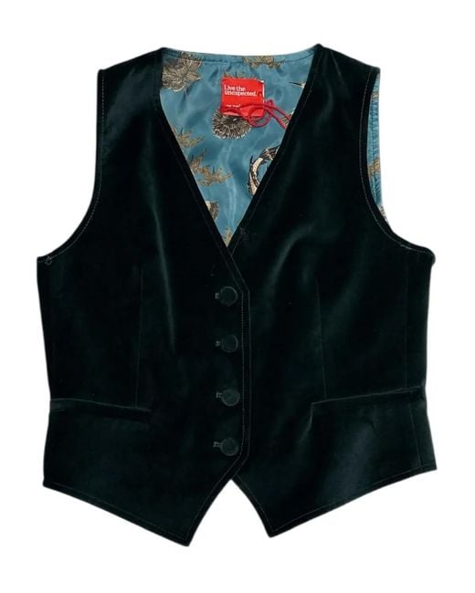 ..,merci Black Buttonned Waistcoat