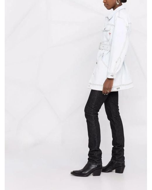 DIESEL Blue De-Flaminia Belted Denim Jacket