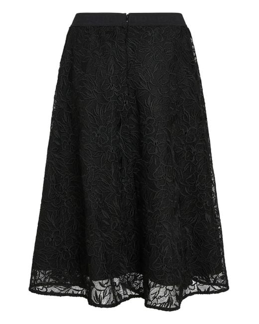Karl Lagerfeld Black Floral-Embroidered Skirt