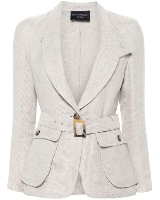 Emporio Armani White Icon Belted Jacket