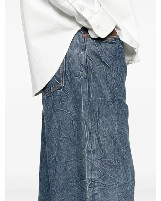 MM6 by Maison Margiela Blue Cracked-Effect Straight-Leg Jeans for men