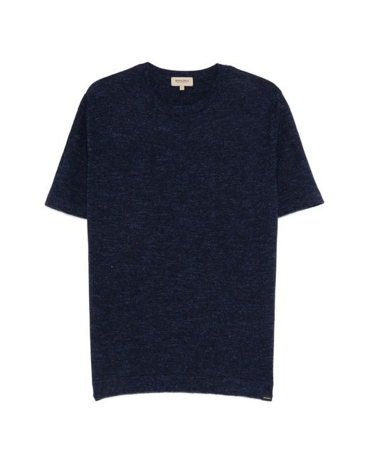 Woolrich Blue Cotton And Linen T-Shirt for men