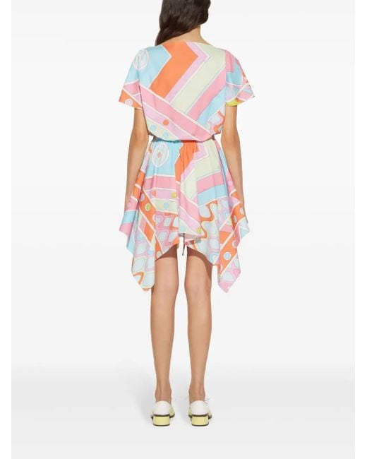 Emilio Pucci White Vivara-Print Cotton Minidress