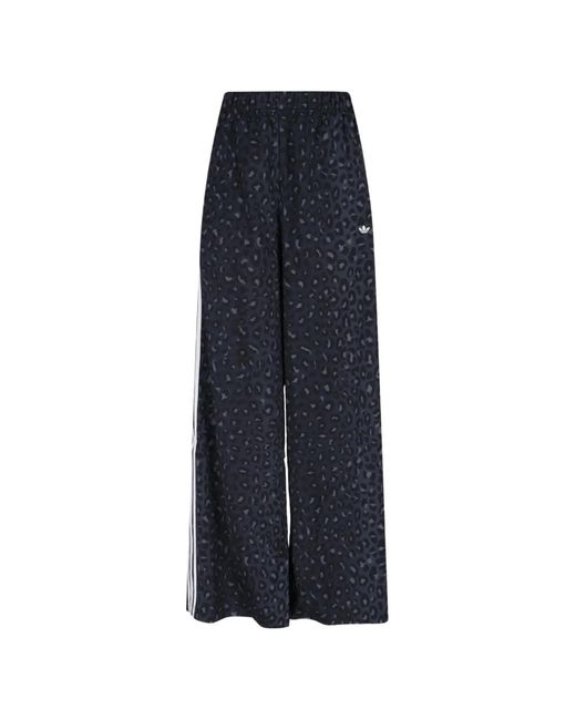 Adidas Blue Originals Wide-Leg Leopard-Print Track Pants