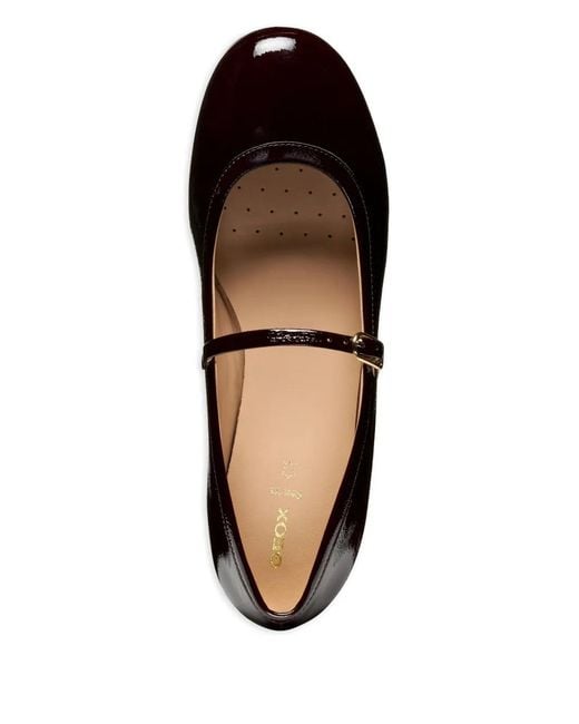 Geox Black Palmaria Buckle Strap Ballet Flats