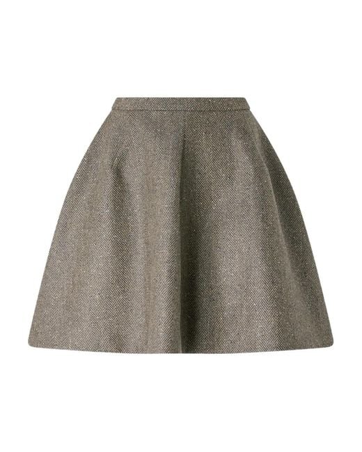 Genny Gray Herringbone Pleated Skirt
