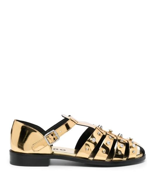 Sandro Yellow Olyma Studded Metallic Caged Sandals