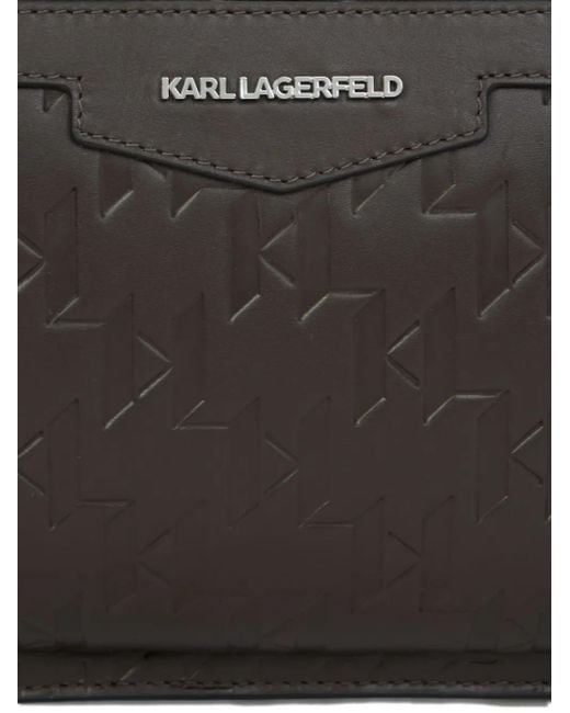 Karl Lagerfeld Black Loom Embossed-Leather Belt Bag for men