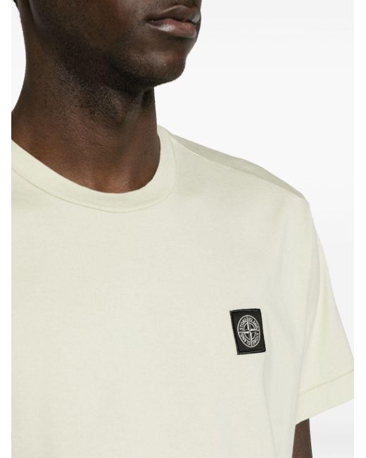 T-shirt en coton à patch Compass Stone Island pour homme en coloris White