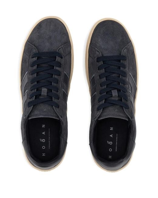 Hogan Blue Low-Top Suede Sneakers With Smooth Leather Accents for men