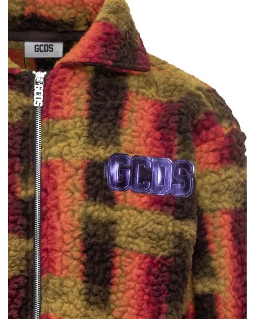 メンズ Gcds Teddy-texture Zip Jacket Red