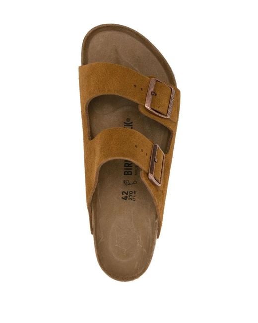 Birkenstock Brown Arizona Suede Slides for men