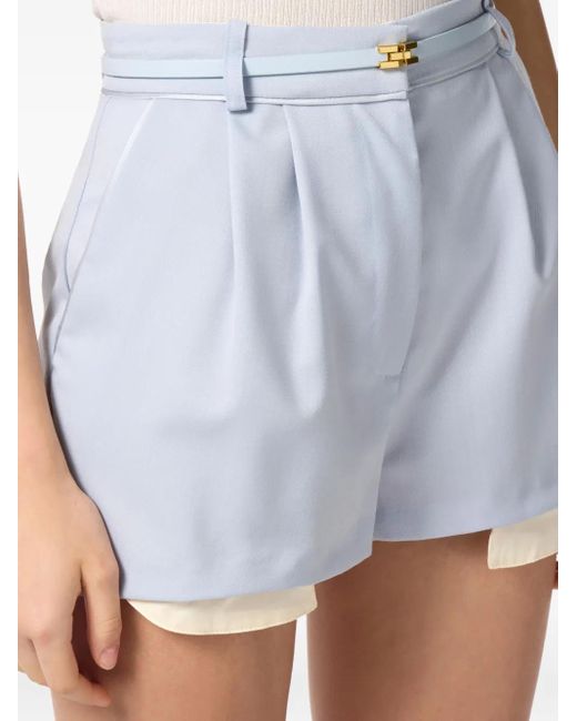 Shorts Sartoriali Con Pieghe di Elisabetta Franchi in Blue