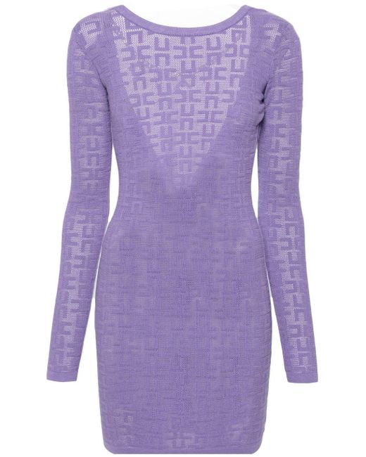 Robe en maille ajourée à coupe courte Elisabetta Franchi en coloris Purple