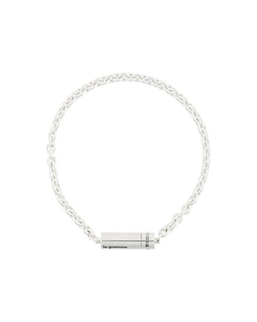 Le Gramme White 11G Polished Chain Cable Bracelet