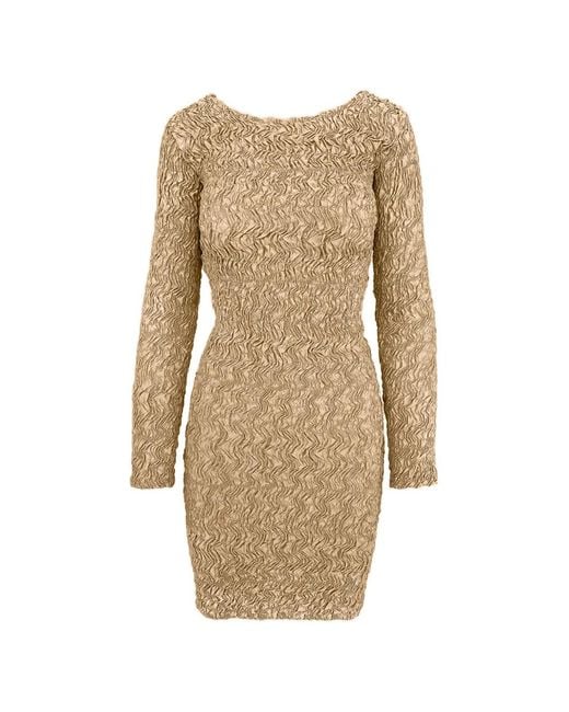 Contessa Mills Natural Blair Crinkled-Effect Midi Dress