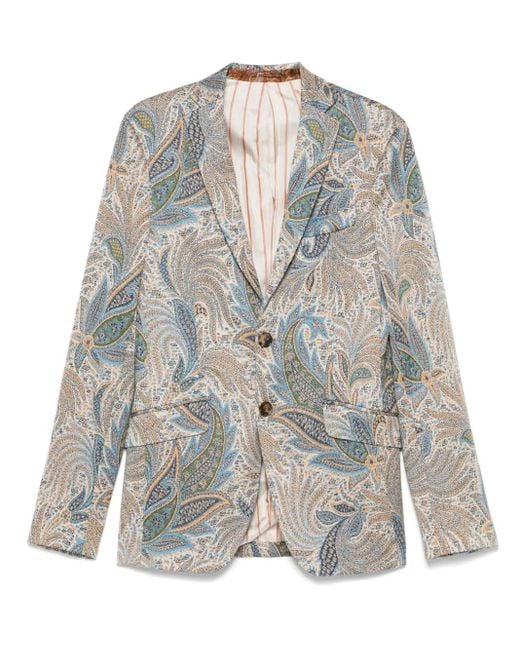 Etro Gray Paisley-Print Blazer for men