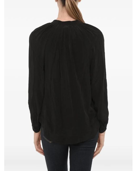 AllSaints Black Mandarin-Collar Long-Sleeve Shirt