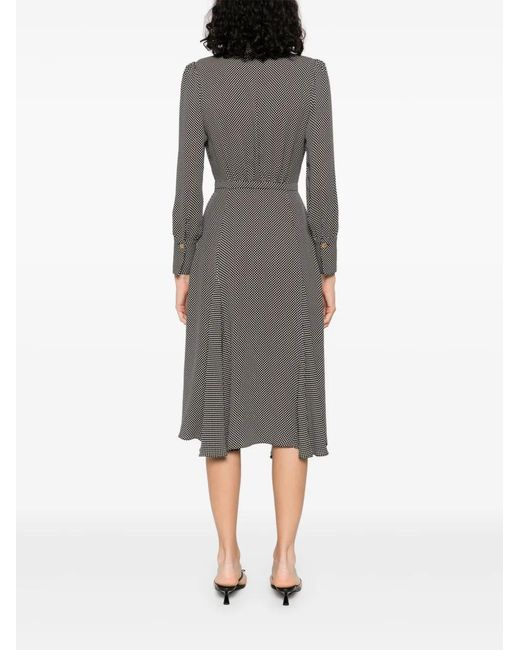 Elisabetta Franchi Gray Polka-Dot Midi Dress