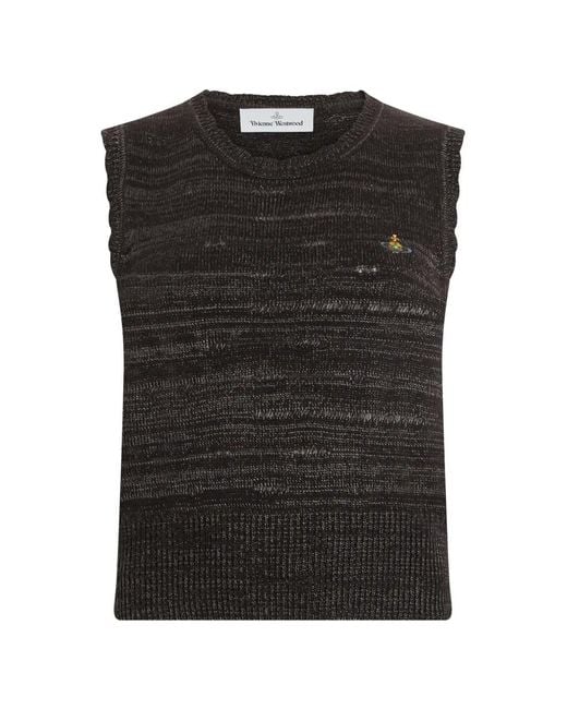Vivienne Westwood Black Orb-Embroidered Distressed Sweater Vest