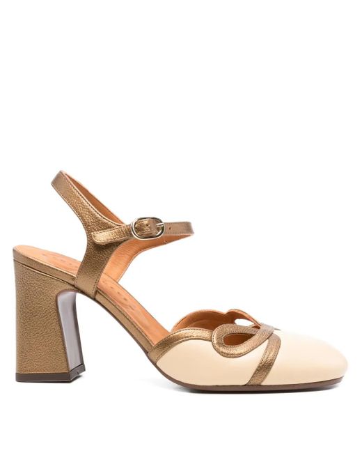 Chie Mihara 80 Mm Mishin Pumps Met Blokhak En Uitgesneden Hak in het Metallic