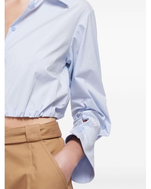 Jonathan Simkhai Blue Blythe Cotton Cropped Shirt