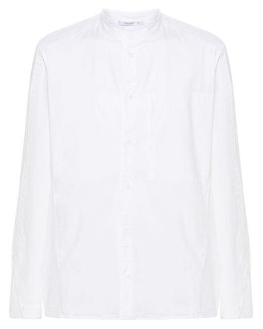 Transit White Band-collar Poplin Shirt for men