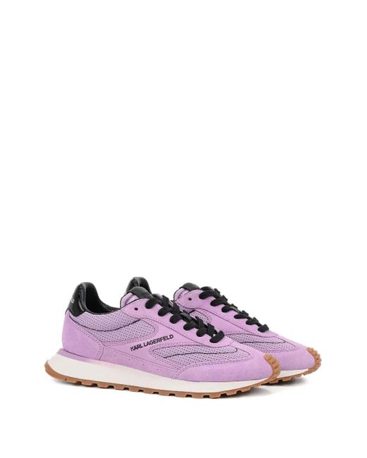 Karl Lagerfeld Purple Mesh-Panel Suede Sneakers