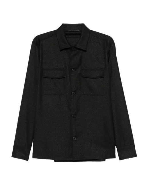 Low Brand Black Long-Sleeved Shirt Jacket for men