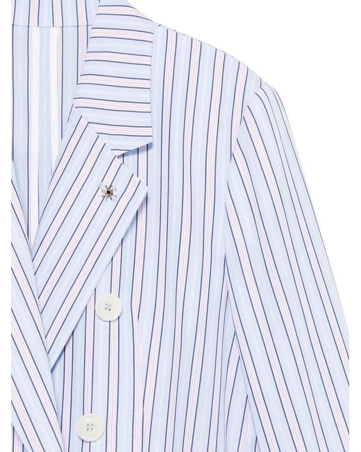 Manuel Ritz White Striped Double-Breasted Jacket